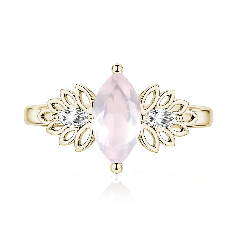 Leaf Inspired Marquise Cut Emerald Cocktail Ring - LUO Jewelry #gemstone_Rose Quartz