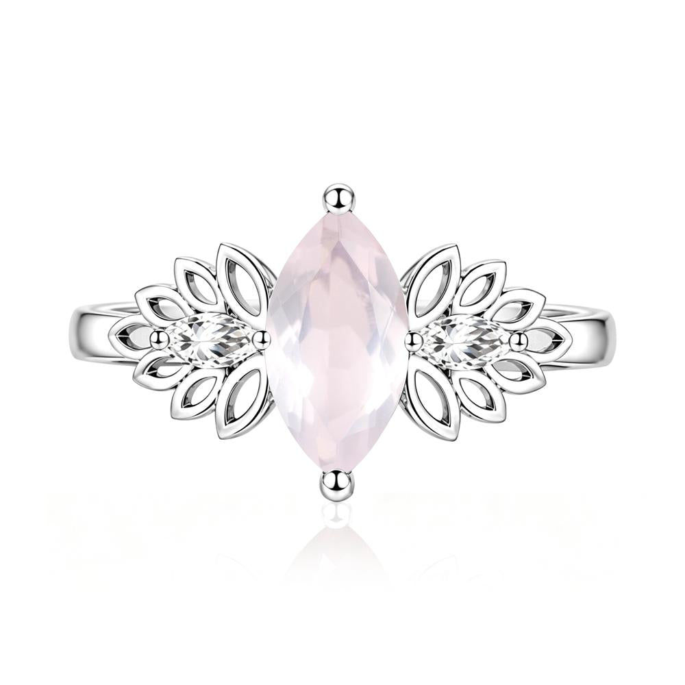 Leaf Inspired Marquise Cut Emerald Cocktail Ring - LUO Jewelry #gemstone_Rose Quartz