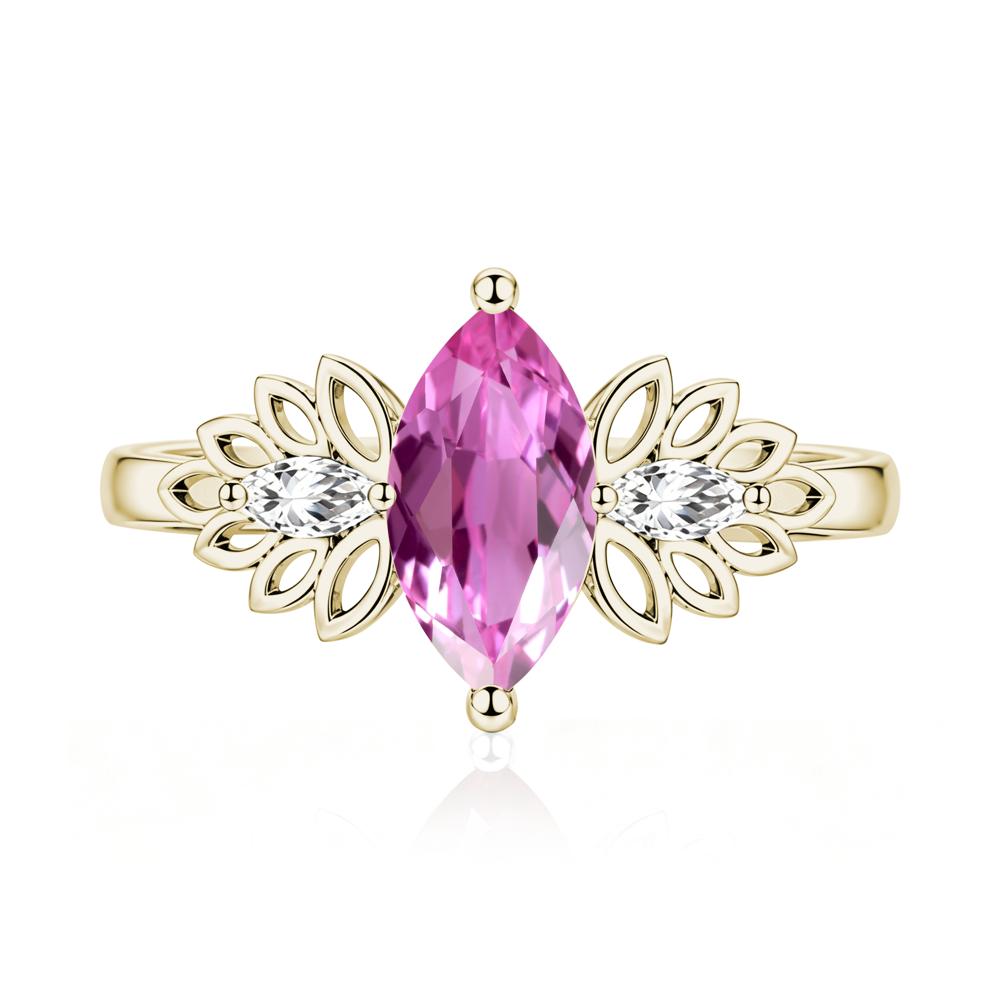 Leaf Inspired Marquise Cut Emerald Cocktail Ring - LUO Jewelry #gemstone_Pink Sapphire