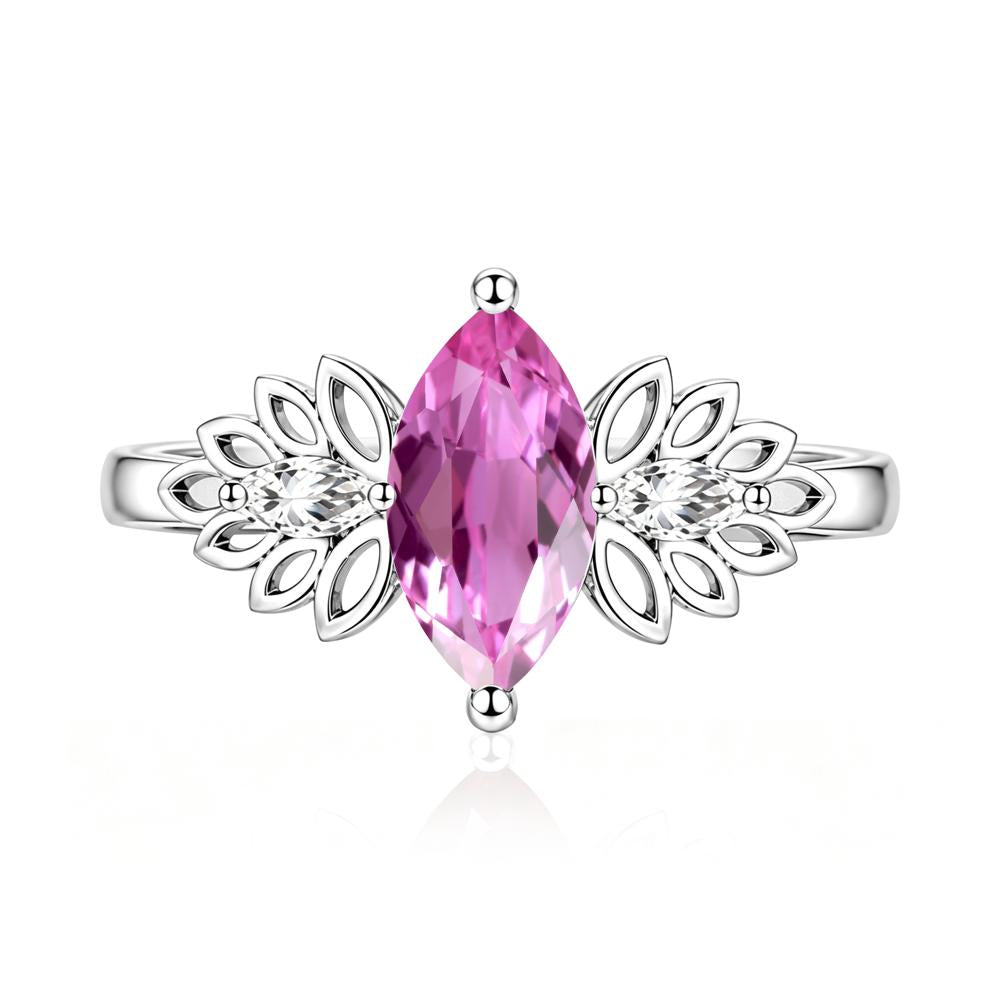 Leaf Inspired Marquise Cut Emerald Cocktail Ring - LUO Jewelry #gemstone_Pink Sapphire