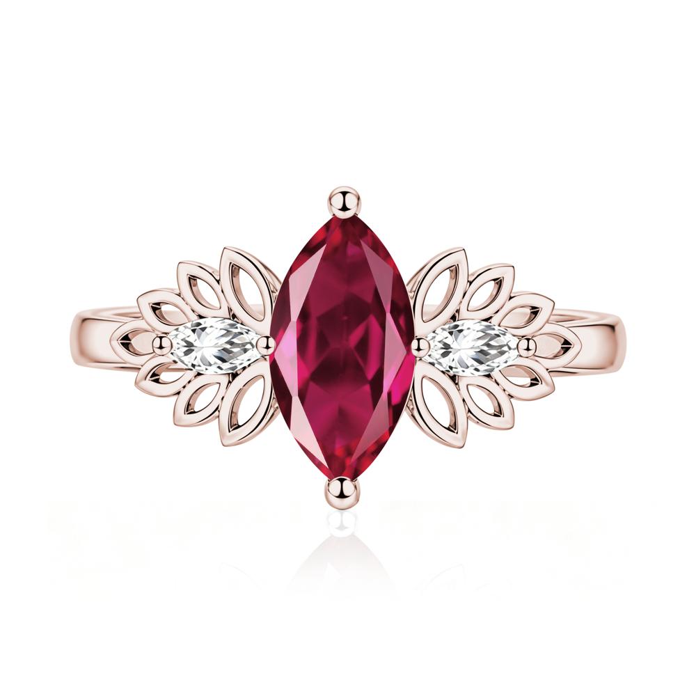 Leaf Inspired Marquise Cut Emerald Cocktail Ring - LUO Jewelry #gemstone_Ruby