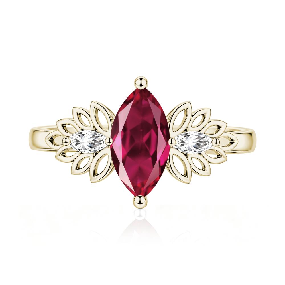 Leaf Inspired Marquise Cut Emerald Cocktail Ring - LUO Jewelry #gemstone_Ruby