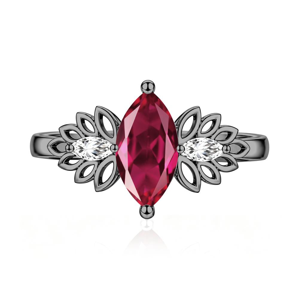 Leaf Inspired Marquise Cut Emerald Cocktail Ring - LUO Jewelry #gemstone_Ruby