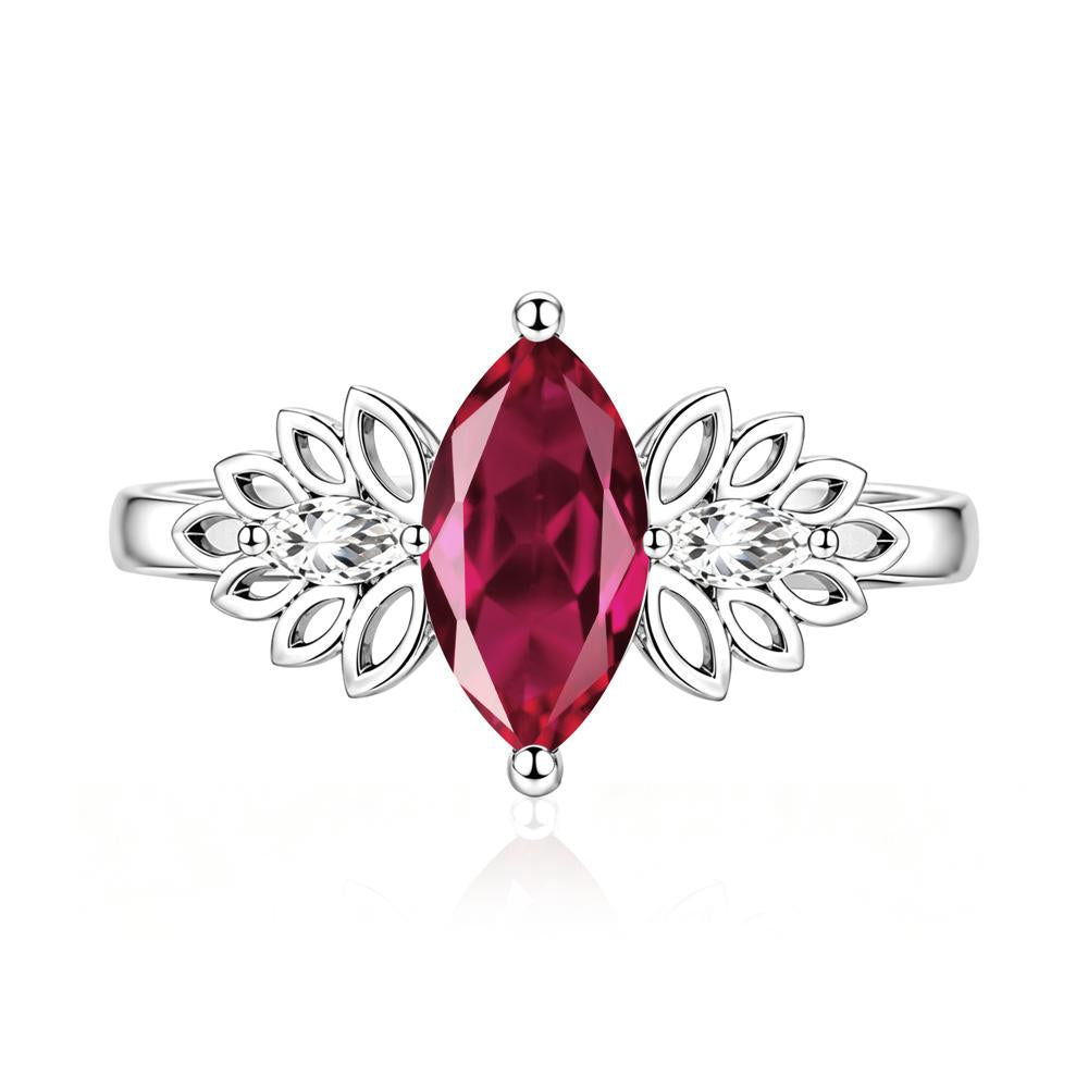 Leaf Inspired Marquise Cut Emerald Cocktail Ring - LUO Jewelry #gemstone_Ruby