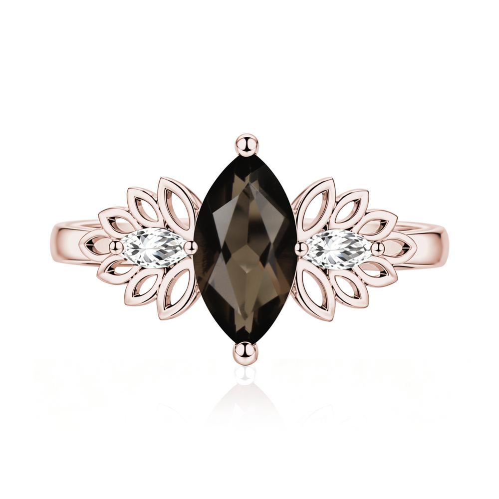 Leaf Inspired Marquise Cut Emerald Cocktail Ring - LUO Jewelry #gemstone_Smoky Quartz