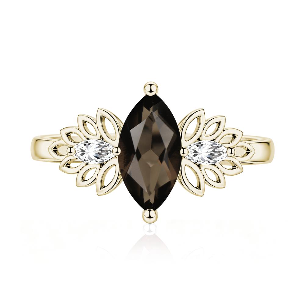Leaf Inspired Marquise Cut Emerald Cocktail Ring - LUO Jewelry #gemstone_Smoky Quartz