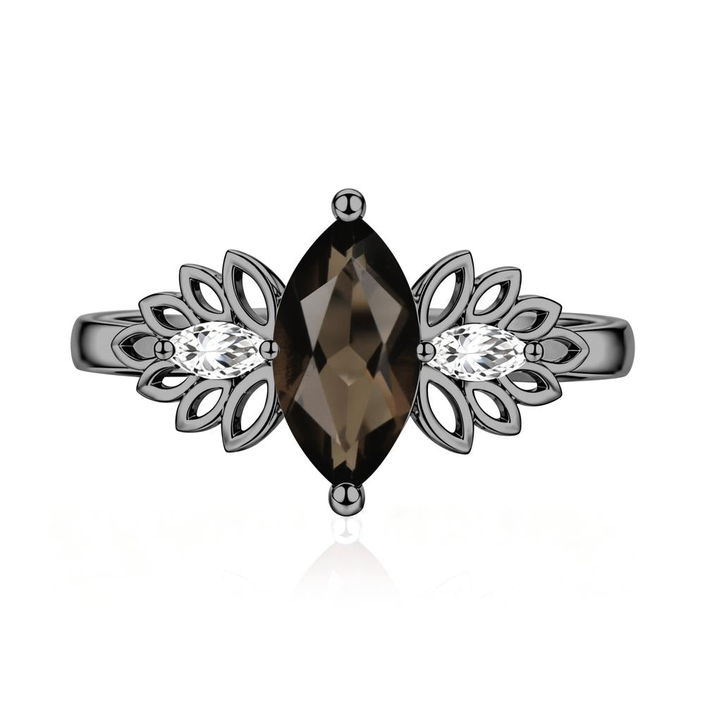 Leaf Inspired Marquise Cut Emerald Cocktail Ring - LUO Jewelry #gemstone_Smoky Quartz
