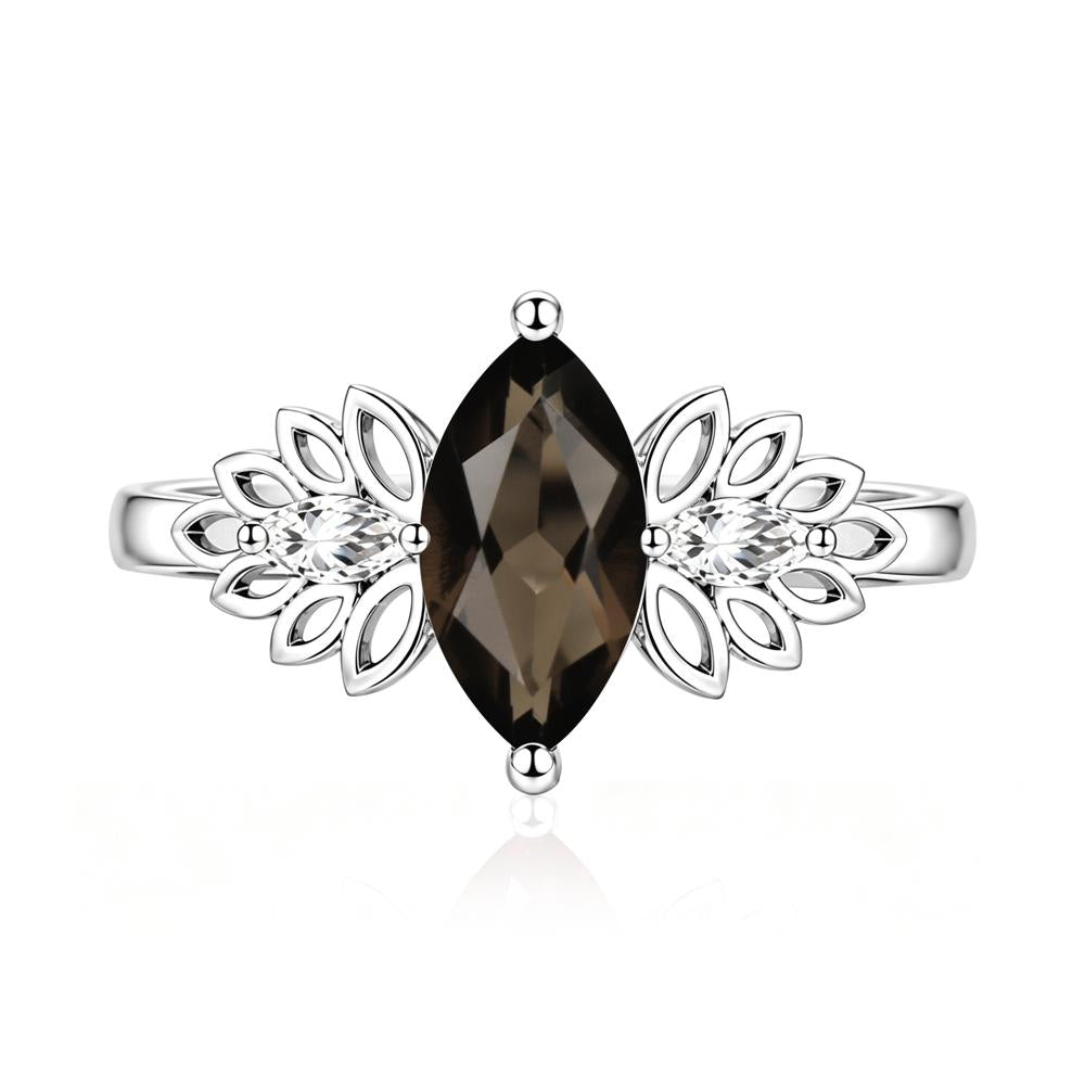 Leaf Inspired Marquise Cut Emerald Cocktail Ring - LUO Jewelry #gemstone_Smoky Quartz