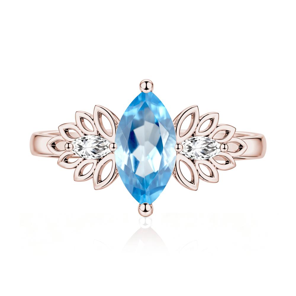 Leaf Inspired Marquise Cut Emerald Cocktail Ring - LUO Jewelry #gemstone_Swiss Blue Topaz