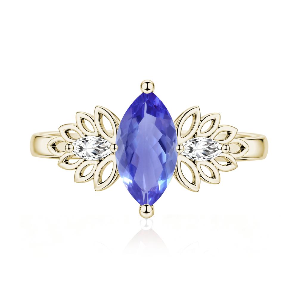 Leaf Inspired Marquise Cut Emerald Cocktail Ring - LUO Jewelry #gemstone_Tanzanite