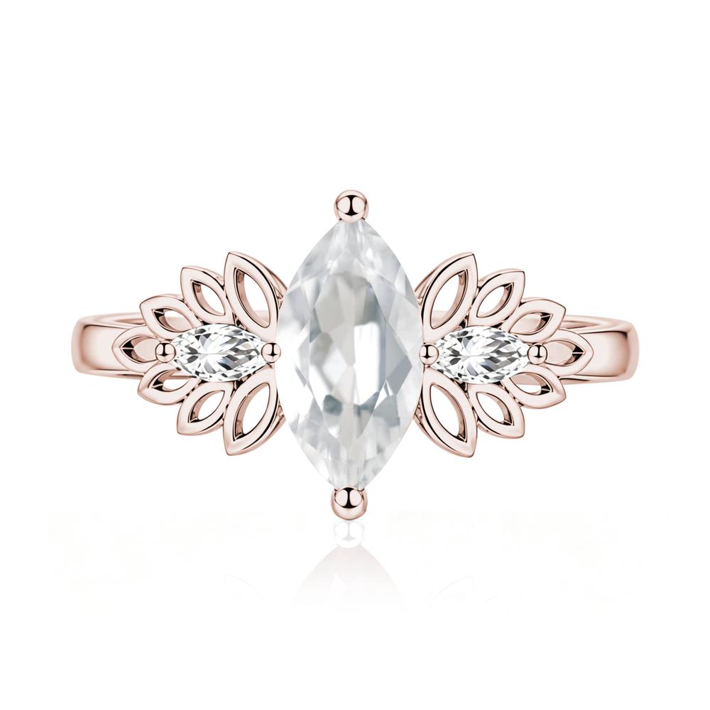 Leaf Inspired Marquise Cut Emerald Cocktail Ring - LUO Jewelry #gemstone_White Topaz