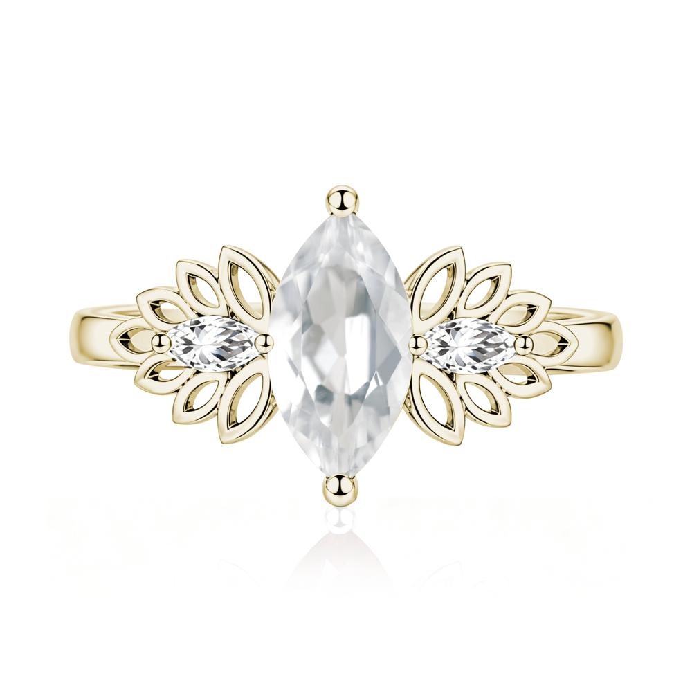 Leaf Inspired Marquise Cut Emerald Cocktail Ring - LUO Jewelry #gemstone_White Topaz