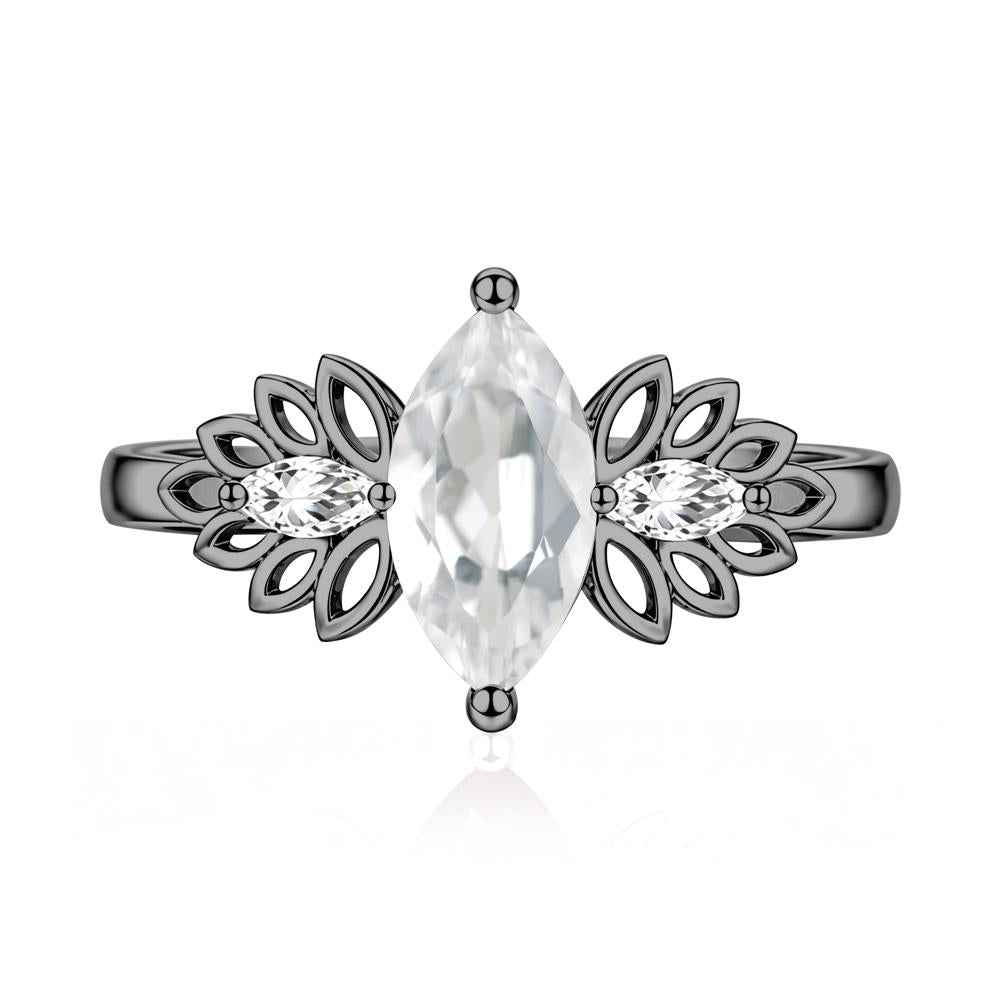 Leaf Inspired Marquise Cut Emerald Cocktail Ring - LUO Jewelry #gemstone_White Topaz