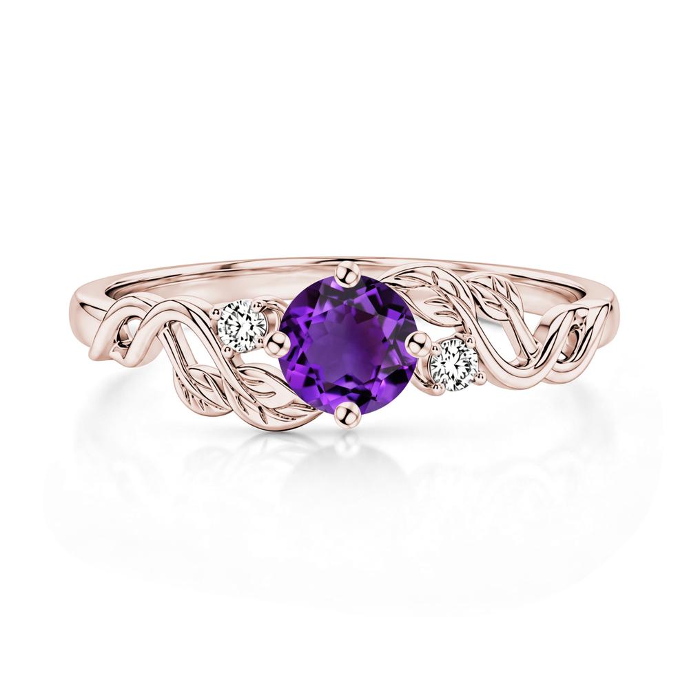 Round Shaped Alexandrite Twisted Leaf Ring - LUO Jewelry #gemstone_Amethyst