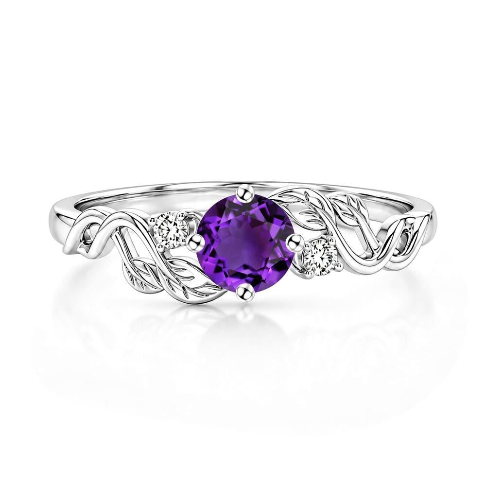 Round Shaped Alexandrite Twisted Leaf Ring - LUO Jewelry #gemstone_Amethyst