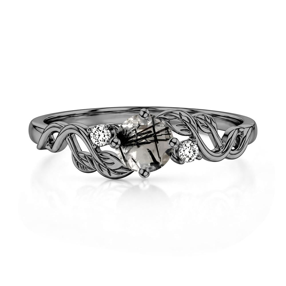 Round Shaped Alexandrite Twisted Leaf Ring - LUO Jewelry #gemstone_Black Rutilated Quartz