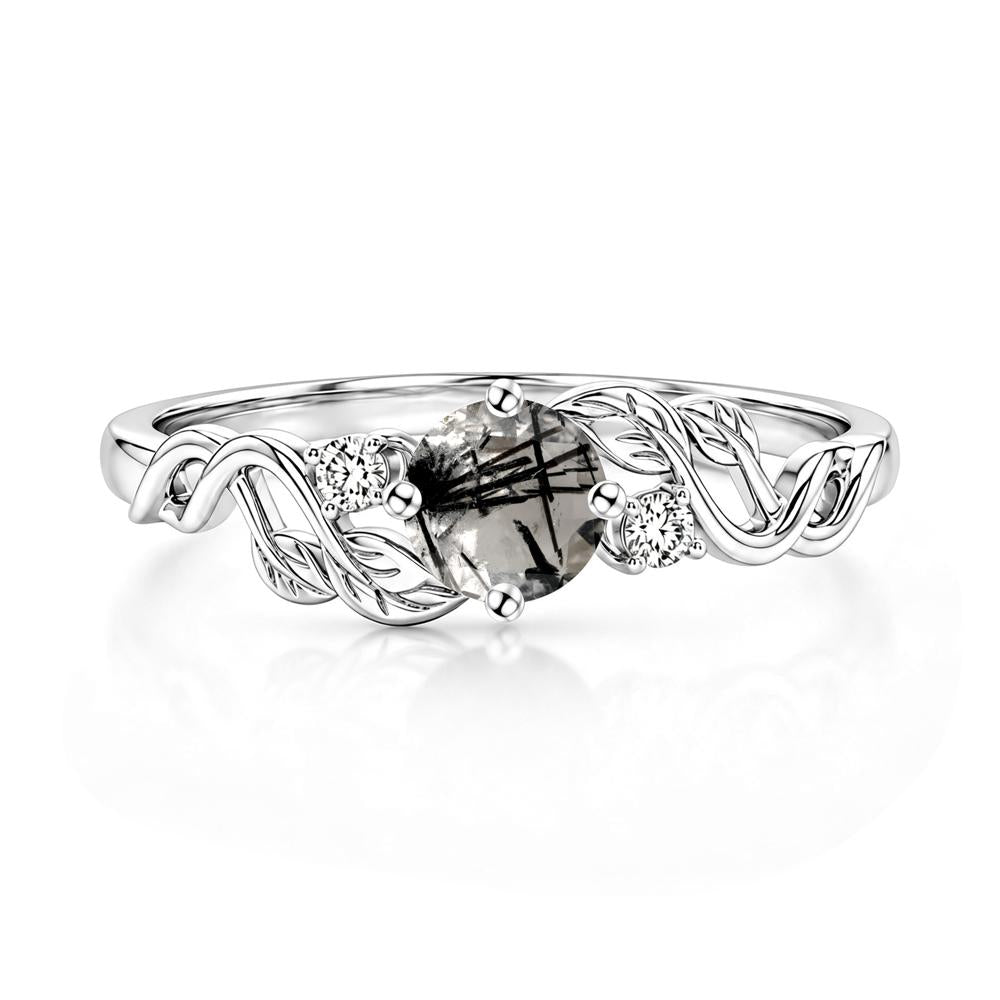 Round Shaped Alexandrite Twisted Leaf Ring - LUO Jewelry #gemstone_Black Rutilated Quartz