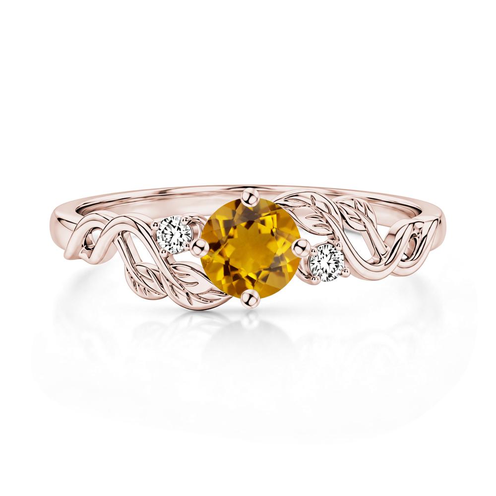 Round Shaped Alexandrite Twisted Leaf Ring - LUO Jewelry #gemstone_Citrine