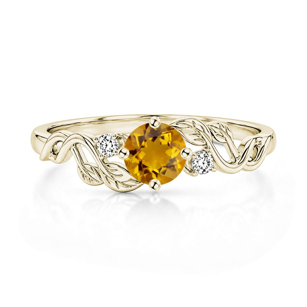 Round Shaped Alexandrite Twisted Leaf Ring - LUO Jewelry #gemstone_Citrine