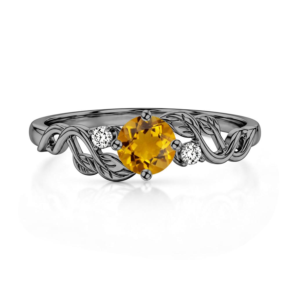 Round Shaped Alexandrite Twisted Leaf Ring - LUO Jewelry #gemstone_Citrine
