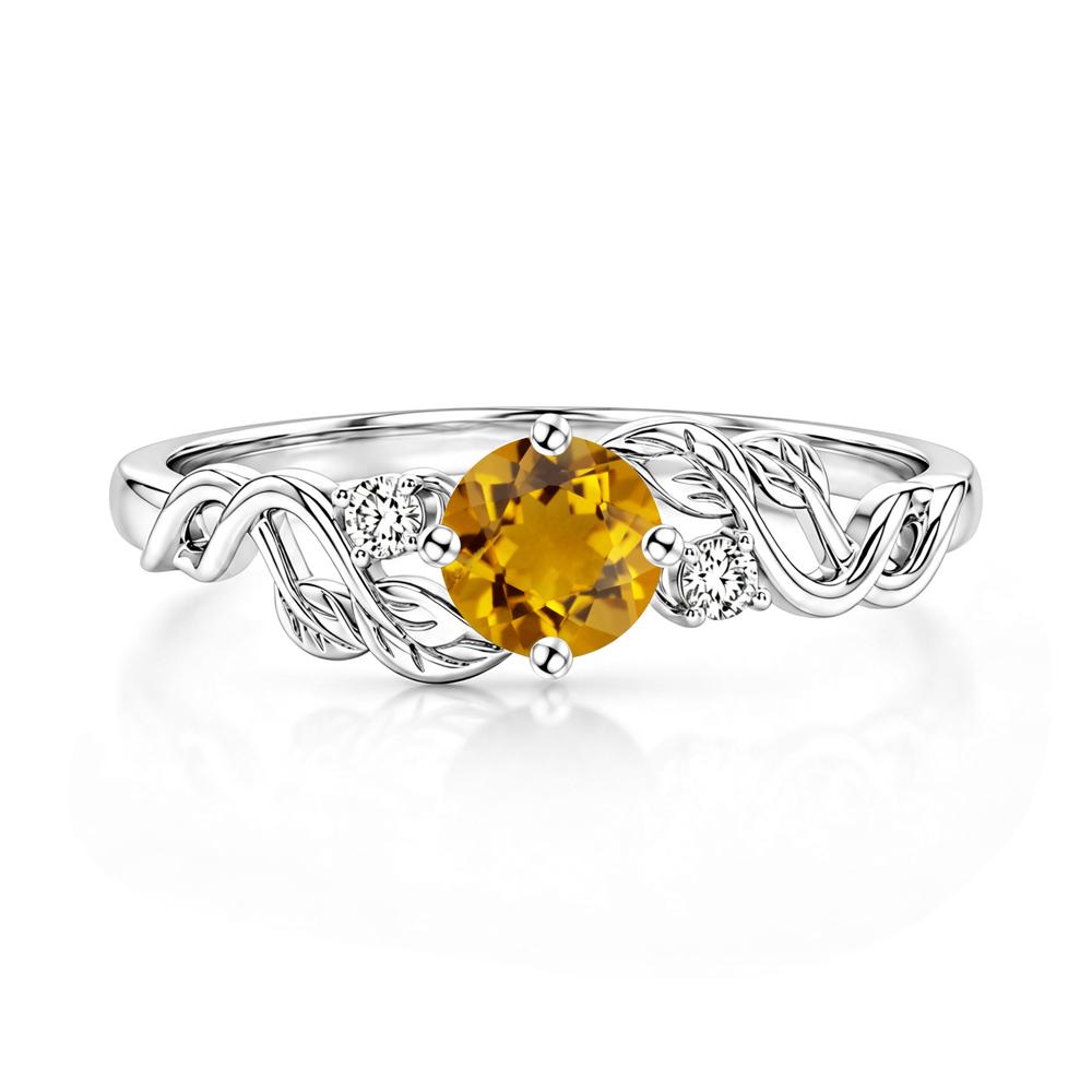 Round Shaped Alexandrite Twisted Leaf Ring - LUO Jewelry #gemstone_Citrine