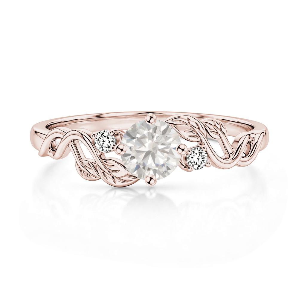 Round Shaped Alexandrite Twisted Leaf Ring - LUO Jewelry #gemstone_Cubic Zirconia
