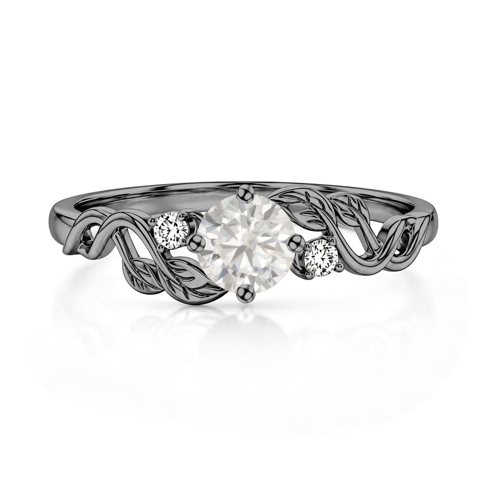 Round Shaped Alexandrite Twisted Leaf Ring - LUO Jewelry #gemstone_Cubic Zirconia