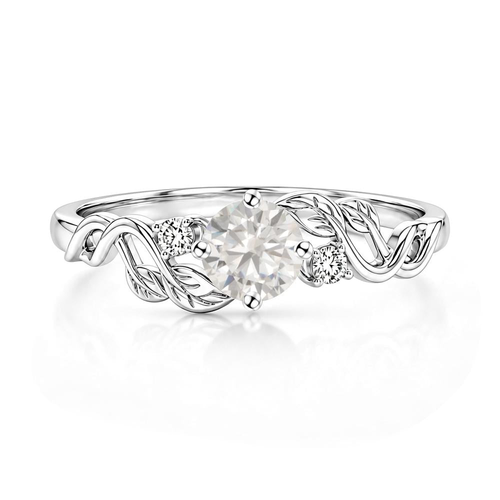 Round Shaped Alexandrite Twisted Leaf Ring - LUO Jewelry #gemstone_Cubic Zirconia