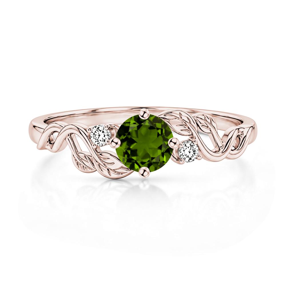 Round Shaped Alexandrite Twisted Leaf Ring - LUO Jewelry #gemstone_Diopside