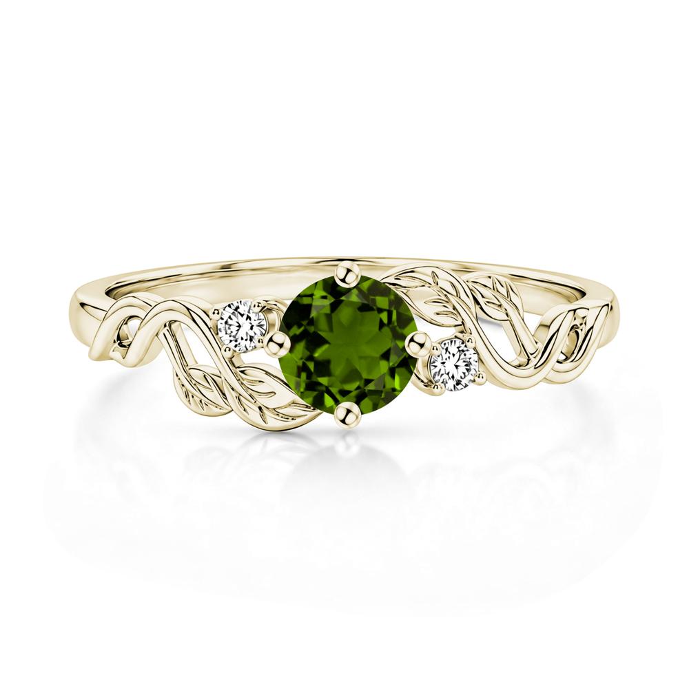 Round Shaped Alexandrite Twisted Leaf Ring - LUO Jewelry #gemstone_Diopside