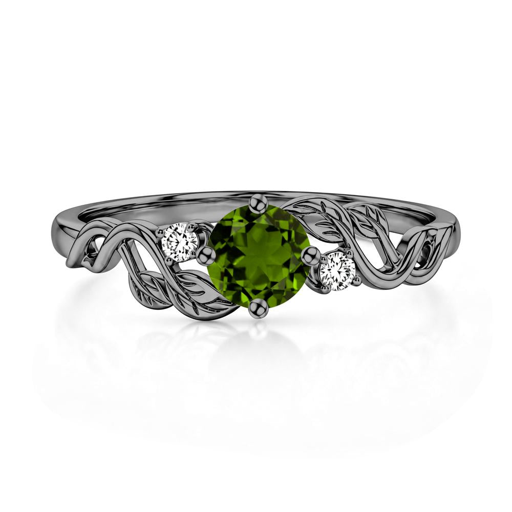 Round Shaped Alexandrite Twisted Leaf Ring - LUO Jewelry #gemstone_Diopside