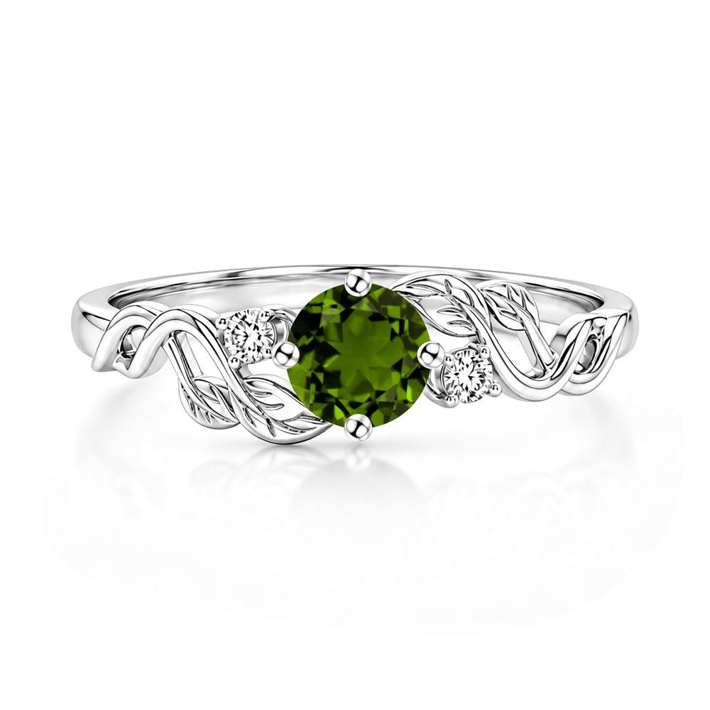 Round Shaped Alexandrite Twisted Leaf Ring - LUO Jewelry #gemstone_Diopside