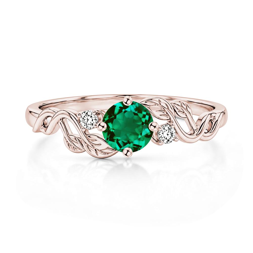 Round Shaped Alexandrite Twisted Leaf Ring - LUO Jewelry #gemstone_Emerald