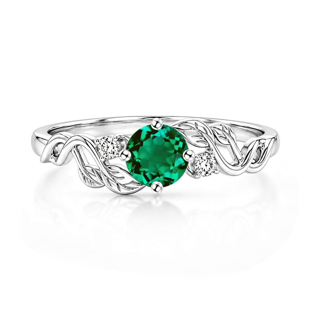 Round Shaped Alexandrite Twisted Leaf Ring - LUO Jewelry #gemstone_Emerald