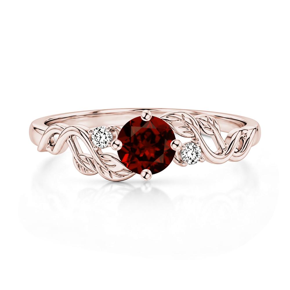 Round Shaped Alexandrite Twisted Leaf Ring - LUO Jewelry #gemstone_Garnet