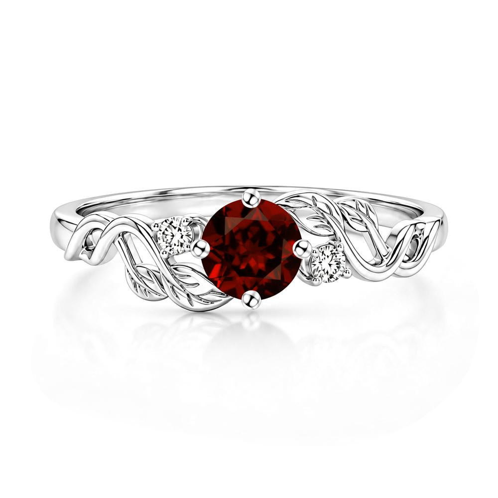 Round Shaped Alexandrite Twisted Leaf Ring - LUO Jewelry #gemstone_Garnet