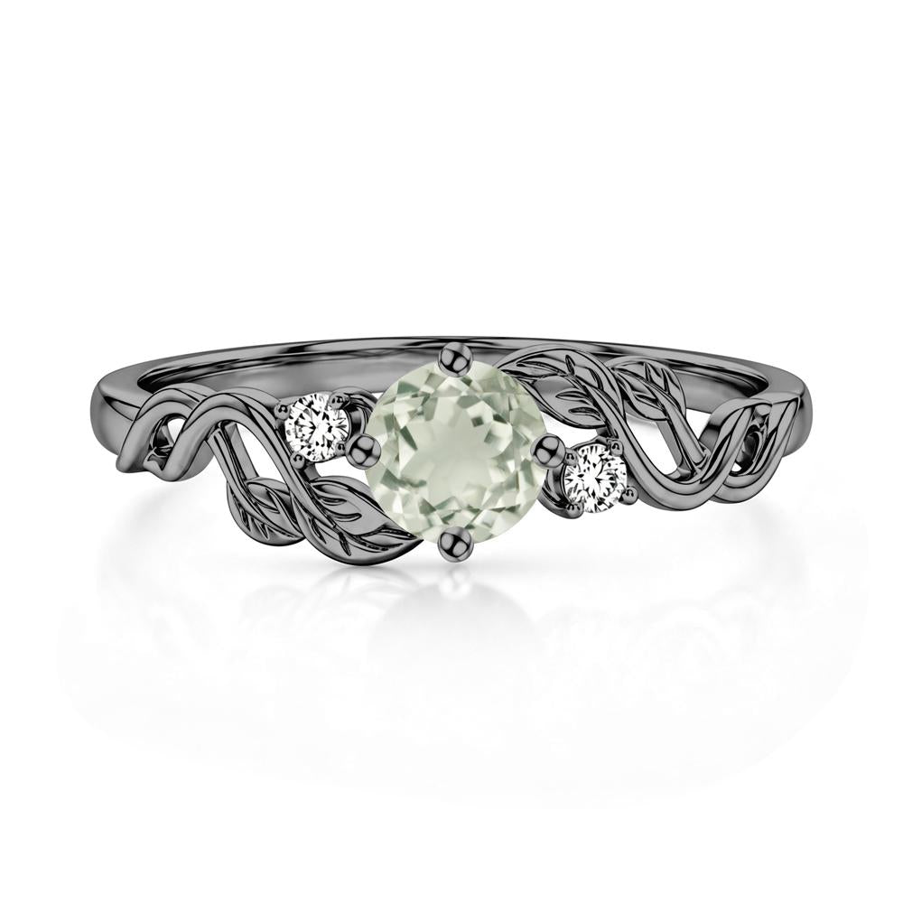Round Shaped Alexandrite Twisted Leaf Ring - LUO Jewelry #gemstone_Green Amethyst