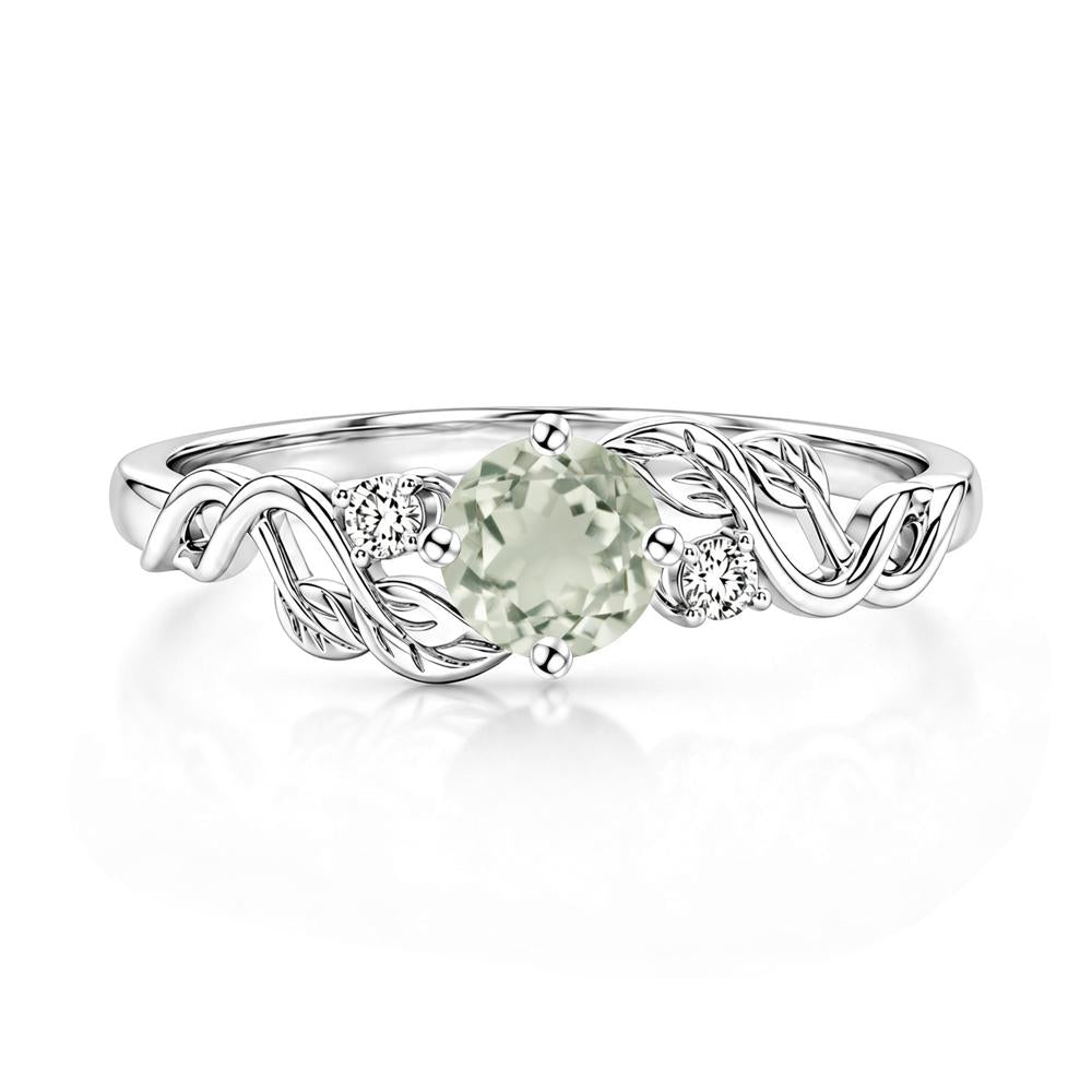 Round Shaped Alexandrite Twisted Leaf Ring - LUO Jewelry #gemstone_Green Amethyst