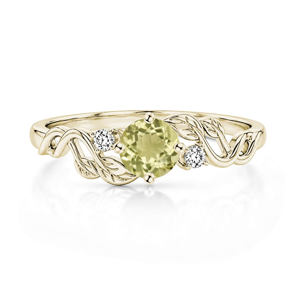 Round Shaped Alexandrite Twisted Leaf Ring - LUO Jewelry #gemstone_Lemon Quartz