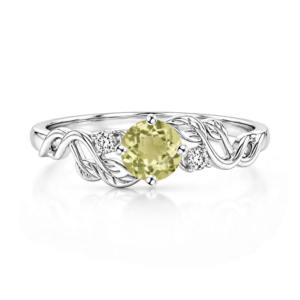 Round Shaped Alexandrite Twisted Leaf Ring - LUO Jewelry #gemstone_Lemon Quartz