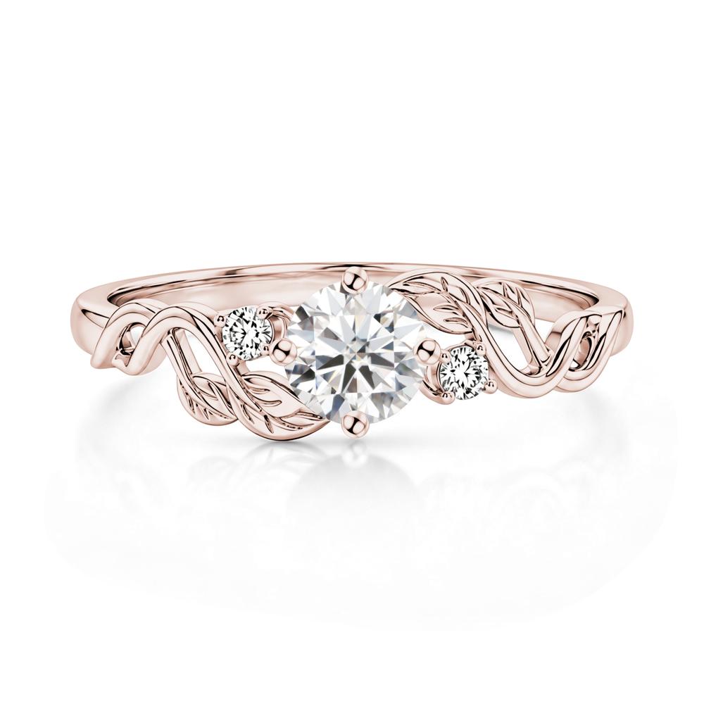 Round Shaped Alexandrite Twisted Leaf Ring - LUO Jewelry #gemstone_Moissanite