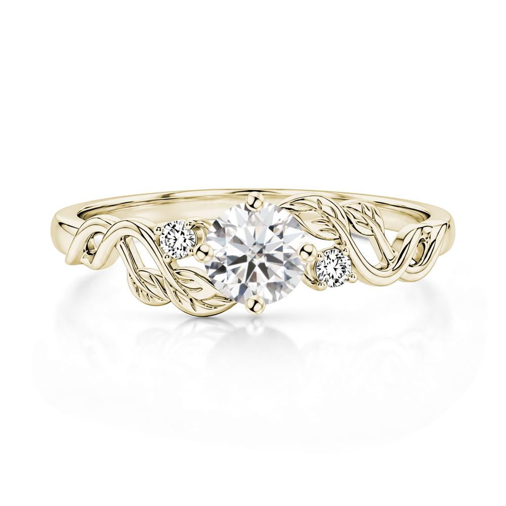 Round Shaped Alexandrite Twisted Leaf Ring - LUO Jewelry #gemstone_Moissanite