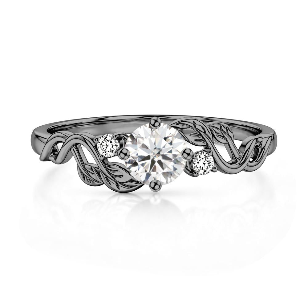 Round Shaped Alexandrite Twisted Leaf Ring - LUO Jewelry #gemstone_Moissanite