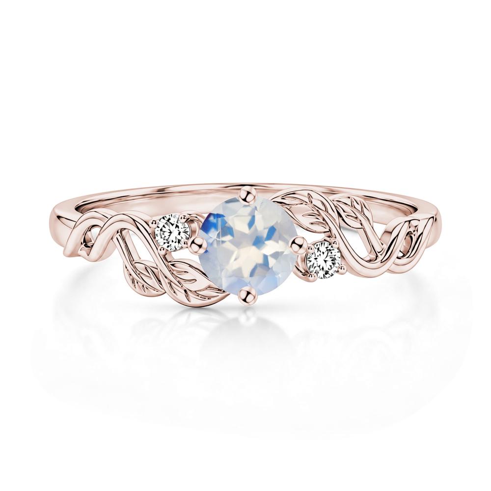 Round Shaped Alexandrite Twisted Leaf Ring - LUO Jewelry #gemstone_Moonstone