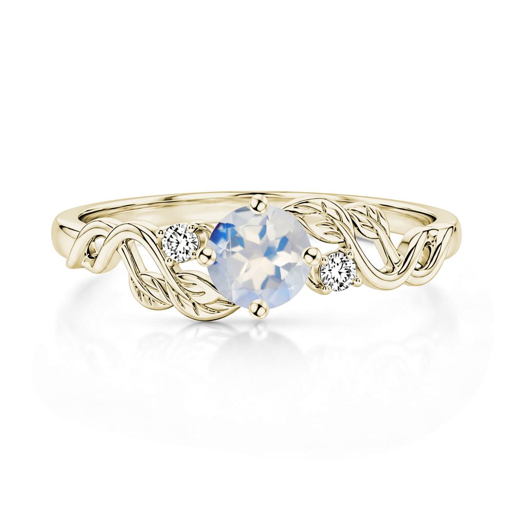 Round Shaped Alexandrite Twisted Leaf Ring - LUO Jewelry #gemstone_Moonstone