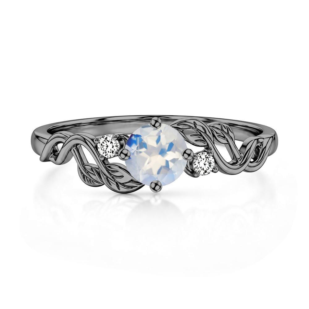 Round Shaped Alexandrite Twisted Leaf Ring - LUO Jewelry #gemstone_Moonstone