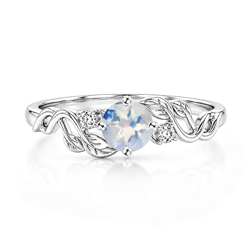 Round Shaped Alexandrite Twisted Leaf Ring - LUO Jewelry #gemstone_Moonstone