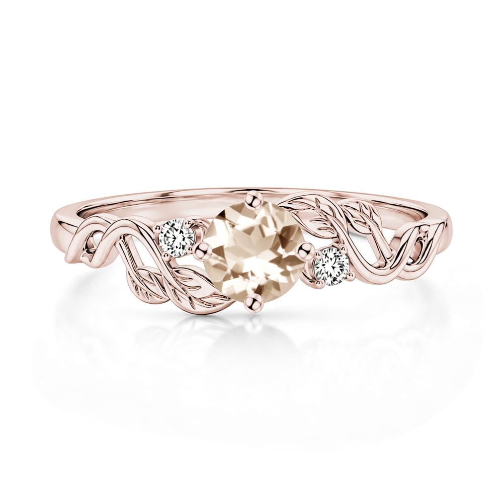 Round Shaped Alexandrite Twisted Leaf Ring - LUO Jewelry #gemstone_Morganite