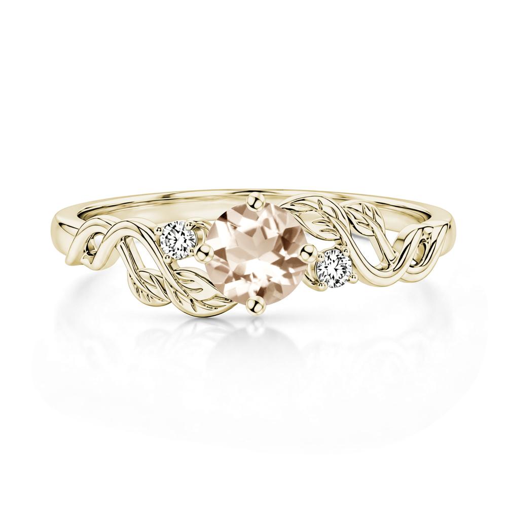 Round Shaped Alexandrite Twisted Leaf Ring - LUO Jewelry #gemstone_Morganite