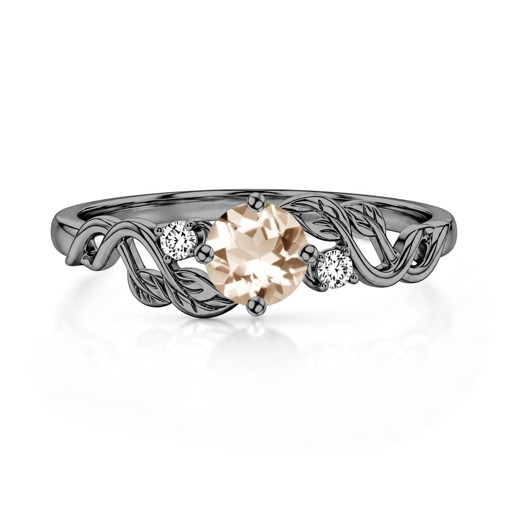 Round Shaped Alexandrite Twisted Leaf Ring - LUO Jewelry #gemstone_Morganite
